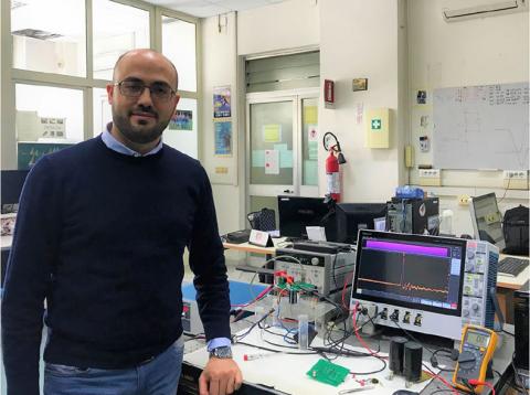 Michele in the lab with an MSO card