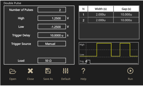 Double pulse software on an AFG