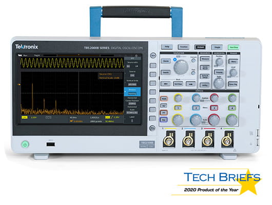 Tektronix TBS2000B oscilloscope Tech Briefs product of the year 2020