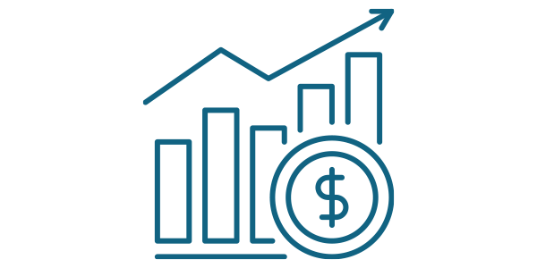 A stylized graphic of financial growth