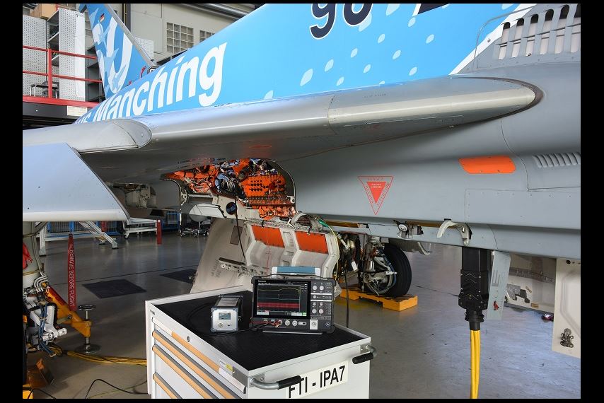 Tektronix 2 Series MSO being used to analyze an airbus