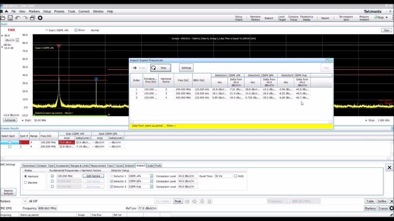 SignalVu-PC with EMCVu - Inspect and Level Target