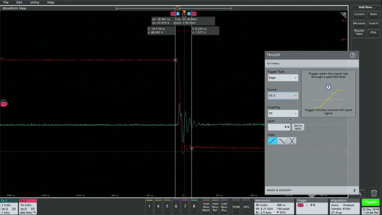 Testing fast-switching drain or load currents