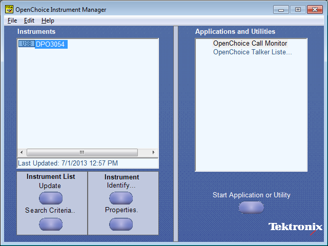 TekVISA OpenChoice Instrument Manager device name OCIMinstrdevicename